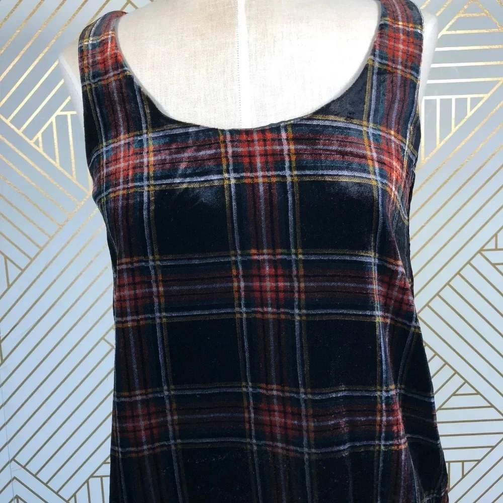 J. Crew Velvet Tank‎ Top in Stewart Tartan Plaid